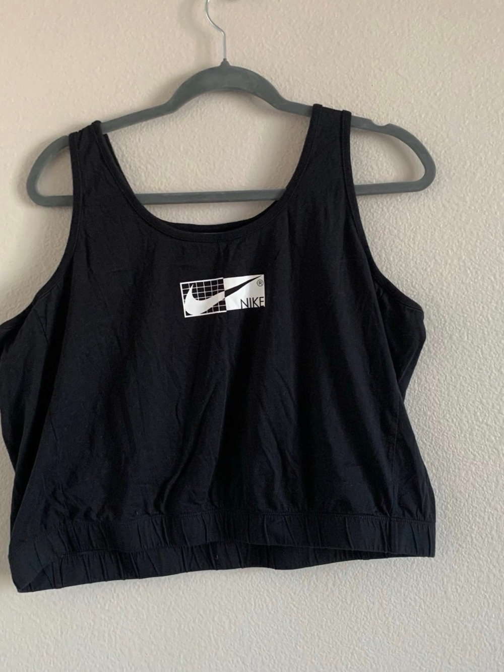 Nike Black Cropped Athletic Tank Top with Logo